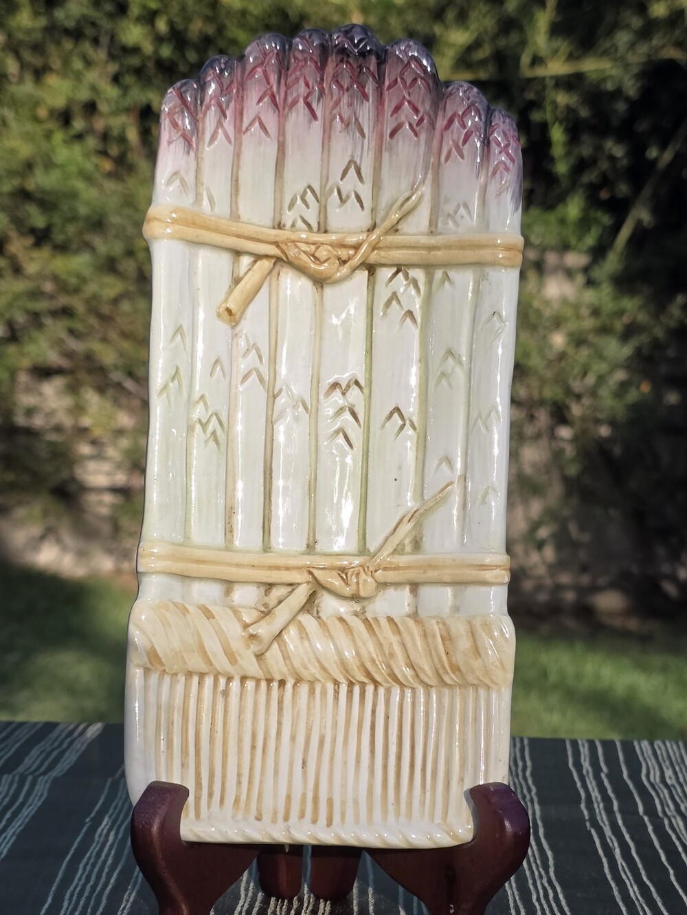 Vintage Italian Majolica Asparagus Wall Plaque Serving Relish Dish 9.5" Italy
